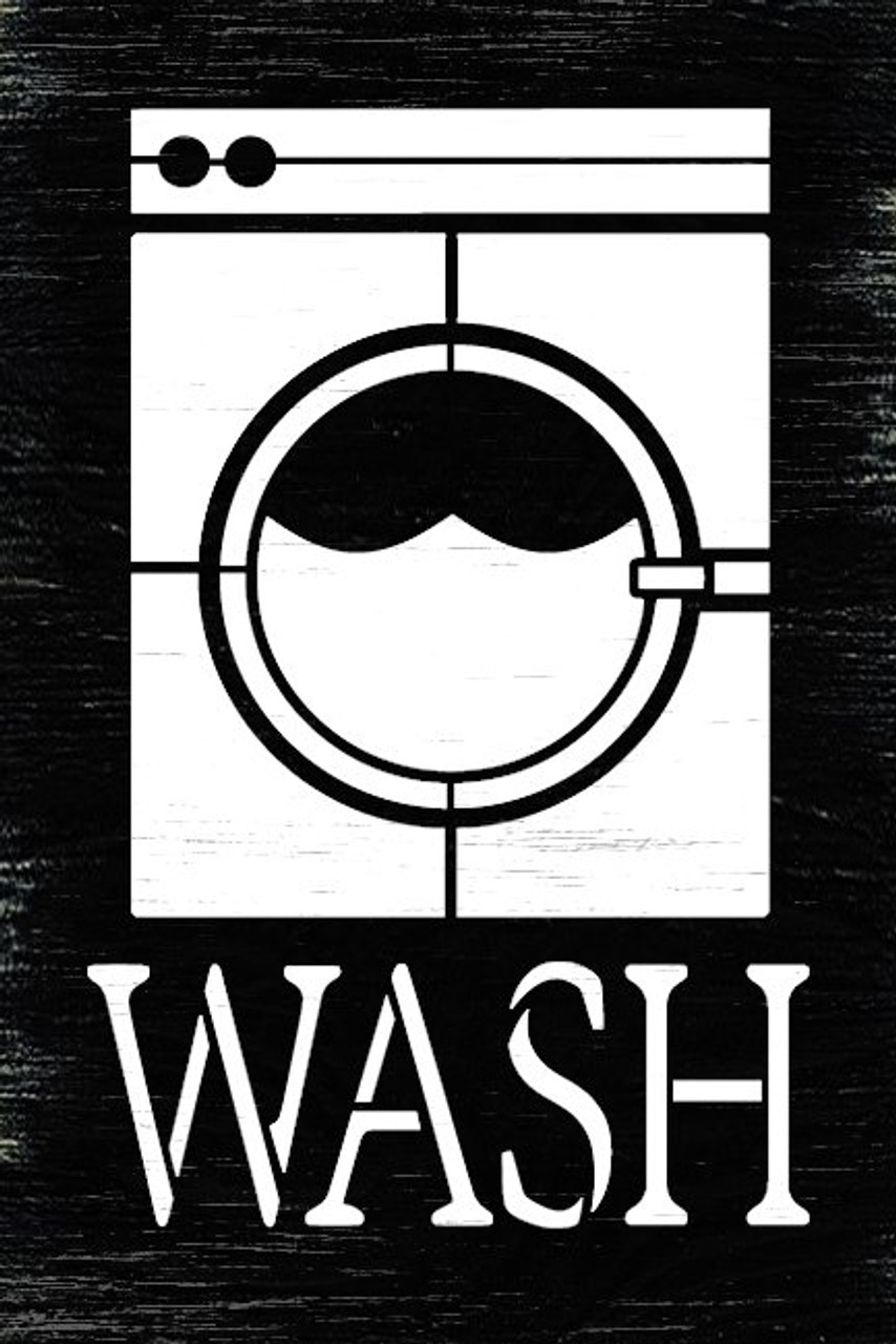 Wash Laundry Room Stencil by StudioR12 | DIY Cleaning Chore Home Decor | Craft & Paint Washer Dryer Wood Sign | Reusable Mylar Template | Select Size