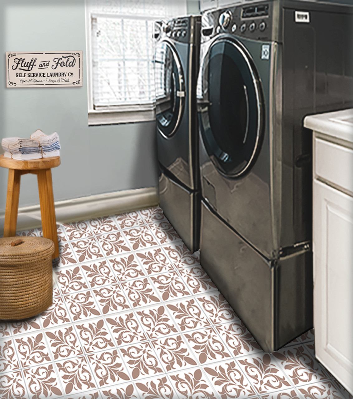 Foliage Mosaic Tile Stencil by StudioR12 | DIY Kitchen Wall Backsplash | Reusable Quarter Pattern for Bathroom Floor | Select Size