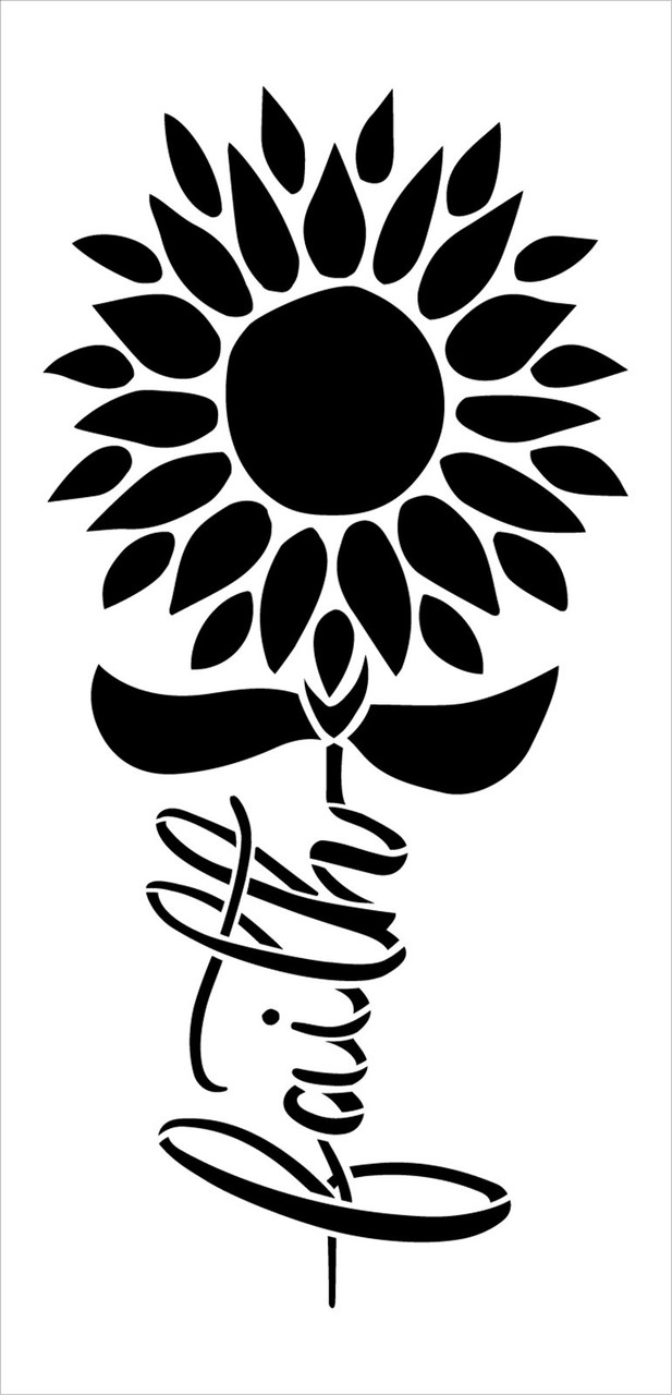 Sunflower Faith Stem Stencil by StudioR12 | DIY Summer Porch Home Decor | Craft & Paint Garden Wood Sign | Reusable Mylar Template | Select Size