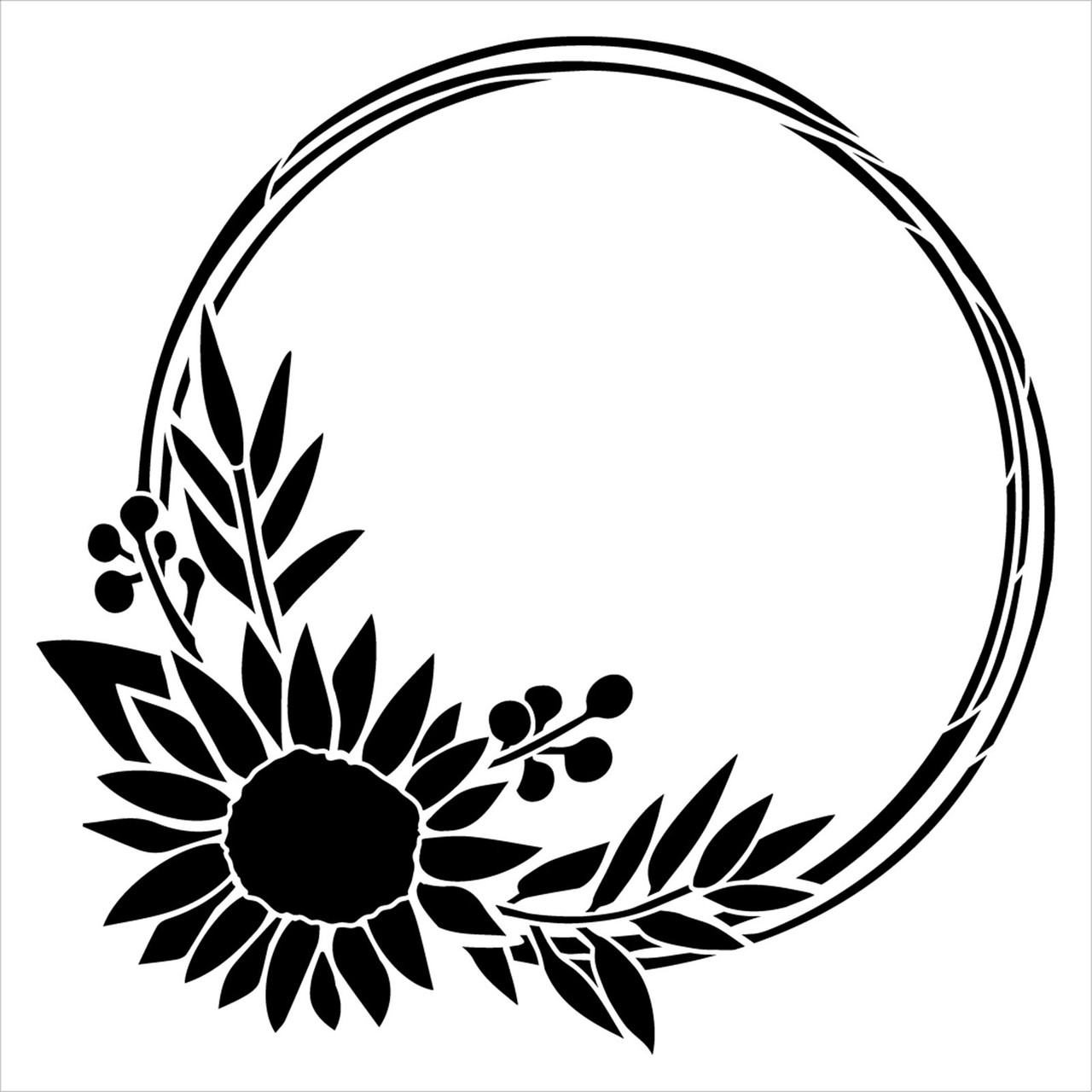 Sunflower Wreath Stencil by StudioR12 | DIY Floral Embellishment Home Decor | Craft & Paint Garden Wood Sign | Reusable Mylar Template | Select Size