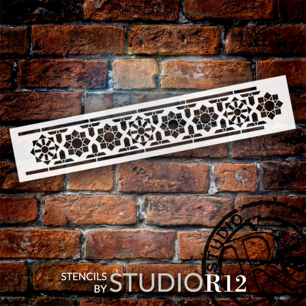 Arabian Mosaic Star Band Stencil by StudioR12 | DIY Flower Sun Pattern Backsplash Home Decor | Craft & Paint Wood Sign Border | Select Size