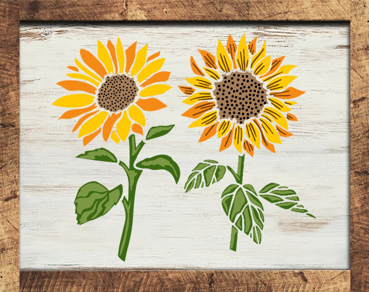 Sunflowers with Stem and Leaves Stencil by StudioR12 | DIY Summer Garden Home Decor | Craft & Paint Wood Sign | Reusable Mylar Template | Select Size
