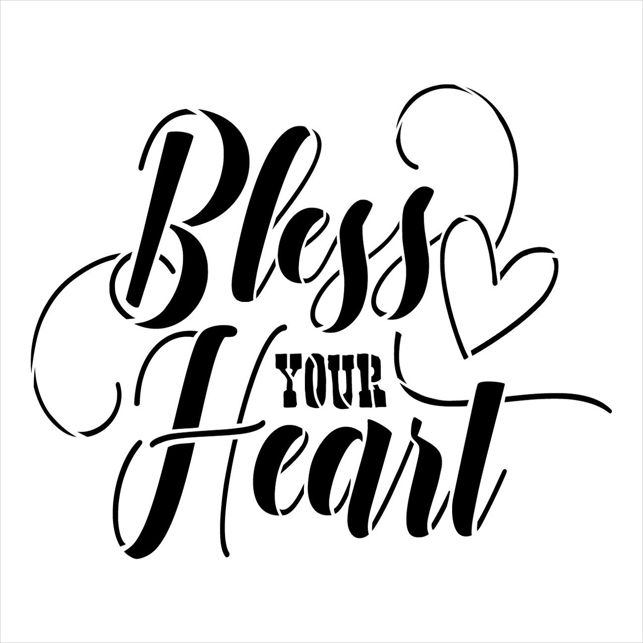 Bless Your Heart Stencil by StudioR12 | DIY Funny Cursive Script Saying Home Decor | Craft & Paint Wood Sign | Reusable Mylar Template | Select Size