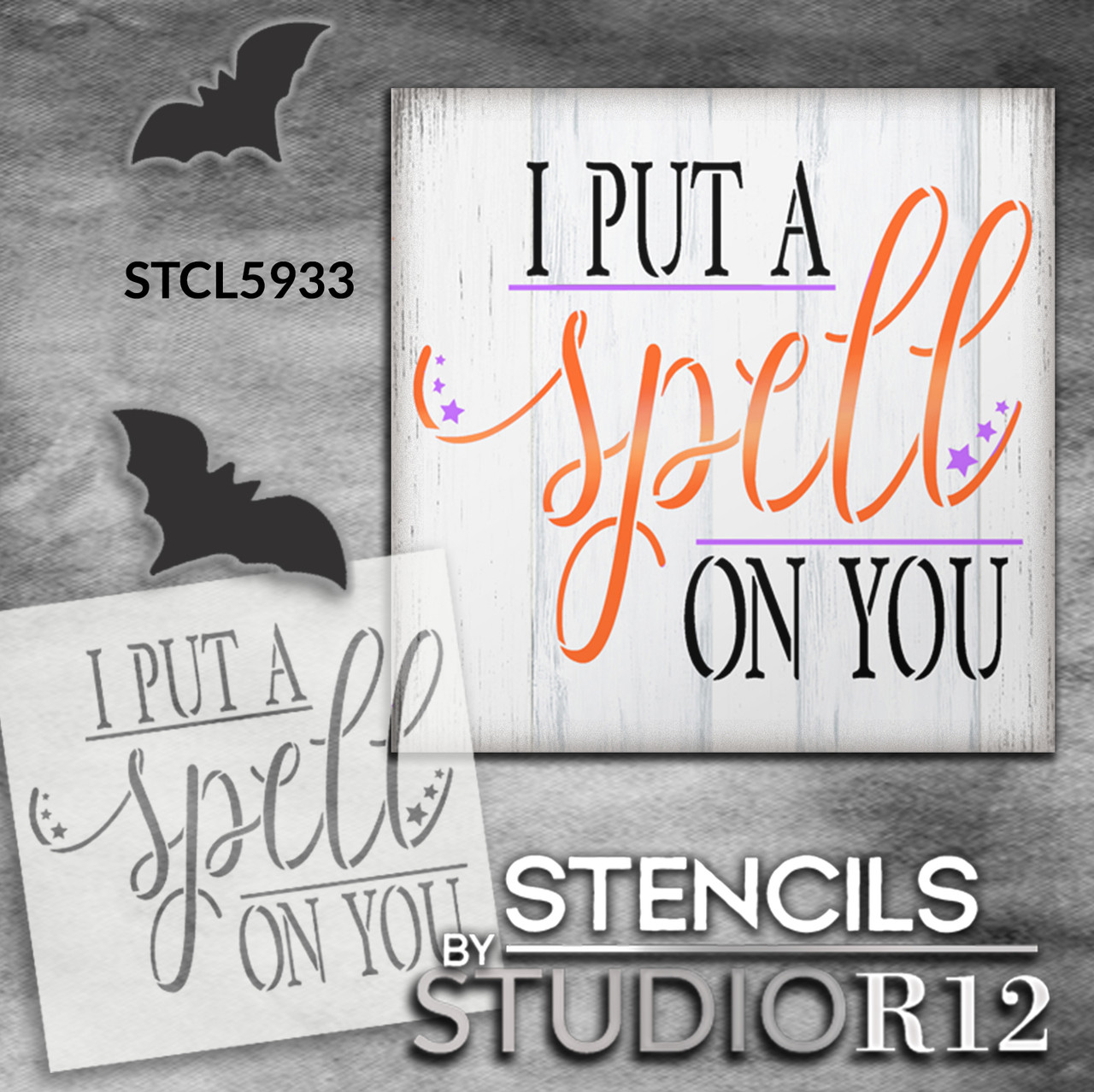 I Put A Spell On You Stencil by StudioR12 | Craft DIY Fall Halloween Home Decor | Paint Cursive Script Wood Sign | Reusable Template | Select Size