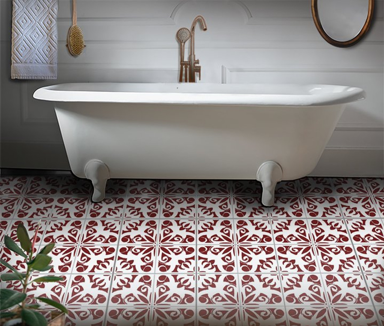 Damask Flower Tile Stencil by StudioR12 | DIY Kitchen Wall Backsplash | Reusable Quarter Pattern & Bathroom Floor | Select Size