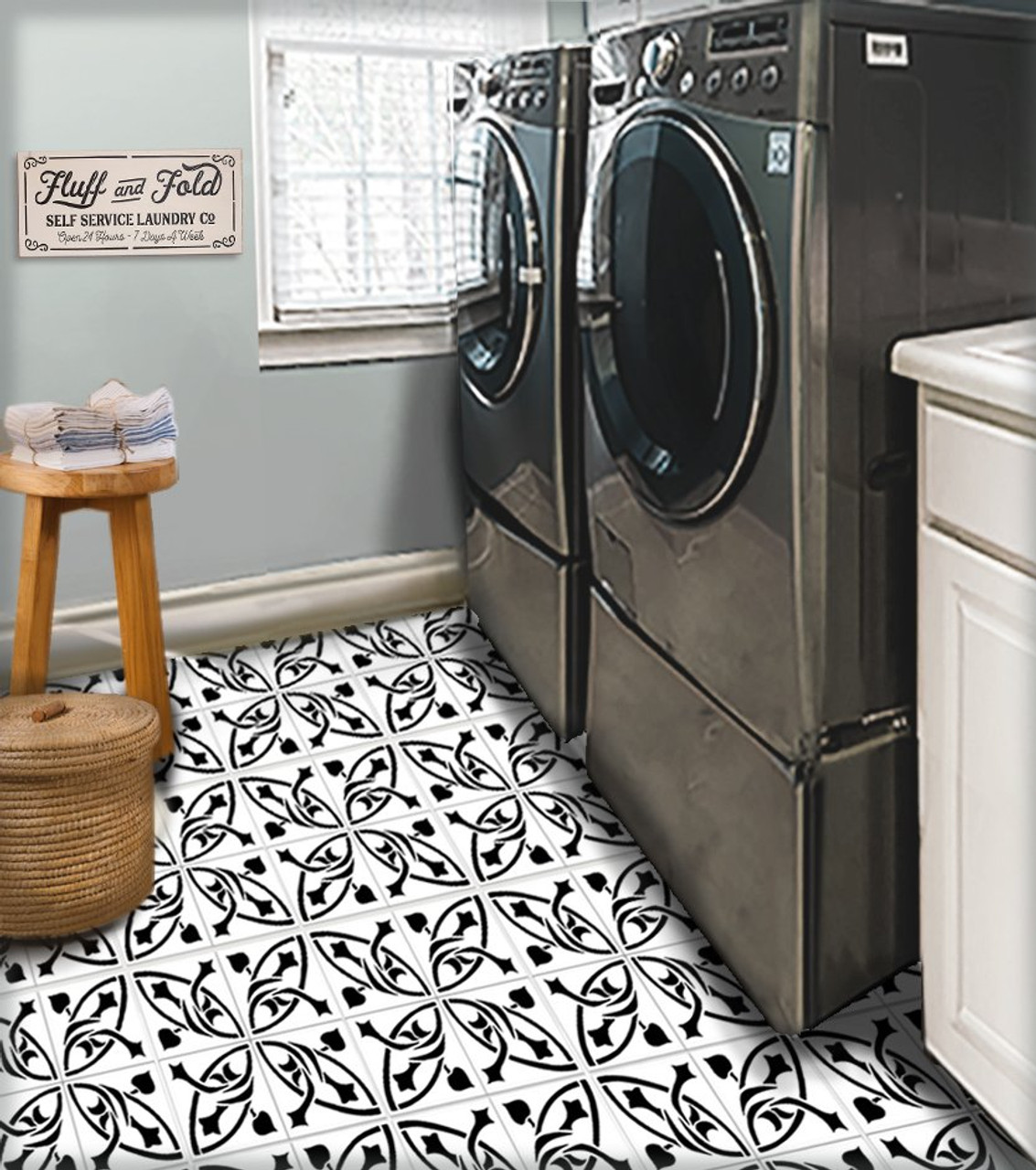 Spiral Flower Tile Stencil by StudioR12 | DIY Kitchen Wall Backsplash | Reusable Quarter Pattern for Bathroom Floor | Select Size