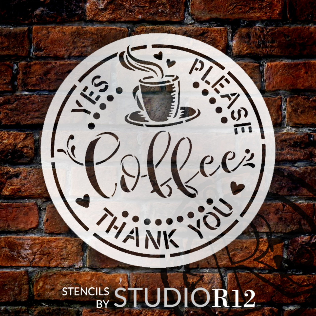 Coffee Yes Please & Thank You Stencil by StudioR12 | Craft Cafe DIY Home Decor | Paint Coffee Bar Wood Sign | Reusable Mylar Template | Select Size