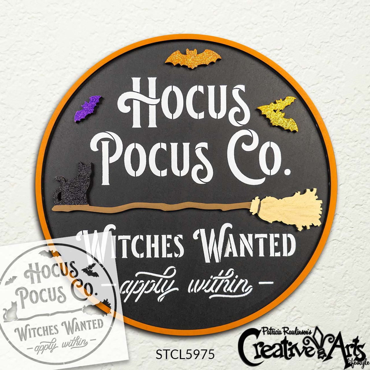 Hocus Pocus Co Stencil by StudioR12 | Craft DIY Halloween Home Decor | Paint Fall Autumn Wood Sign | Reusable Mylar Template | Select Size