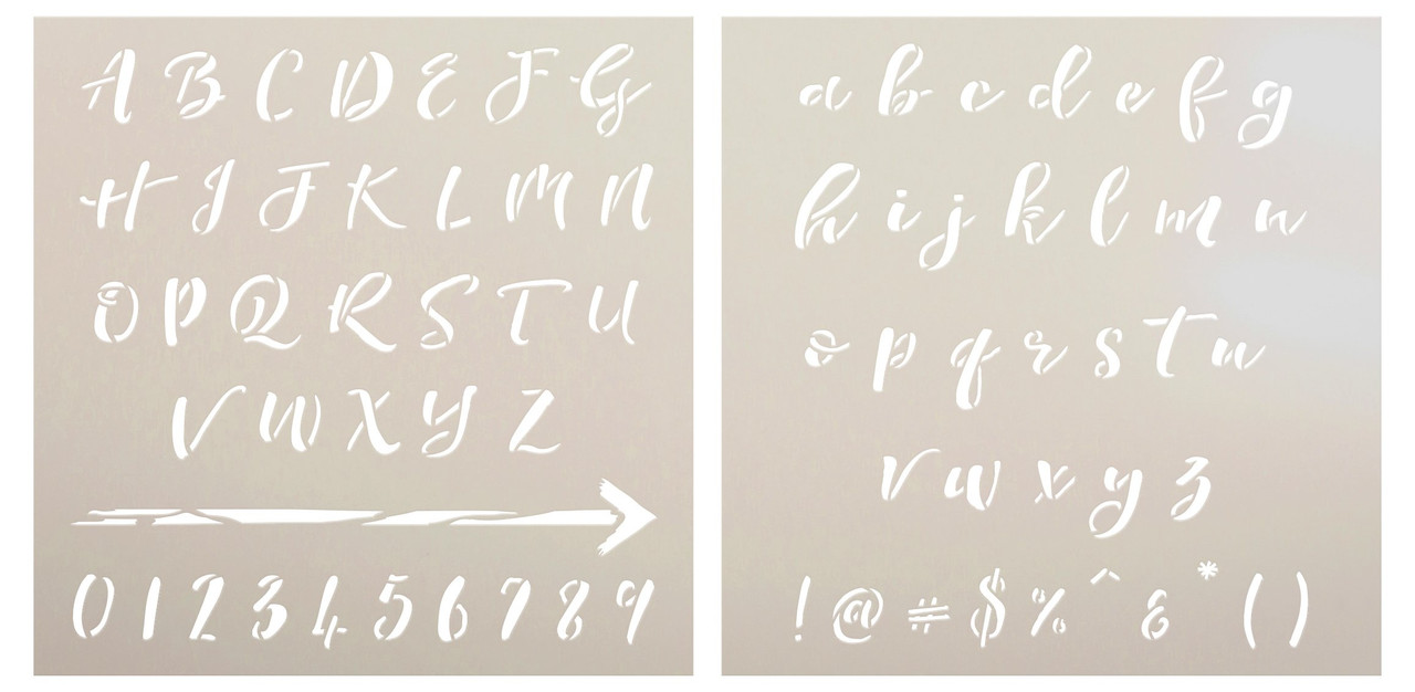 Brush Script Lettering Stencils by StudioR12 | Reusable Full Alphabet Stencil | DIY Scrapbook, Crafting, Journaling | Select Size