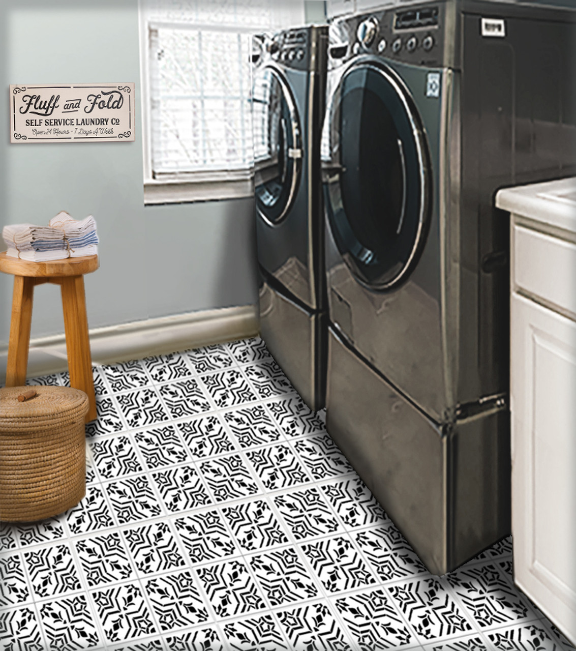 Ornate Floral Geometric Tile Stencil by StudioR12 | Reusable Quarter Pattern for DIY Kitchen Backsplash Bathroom Floor | Select Size