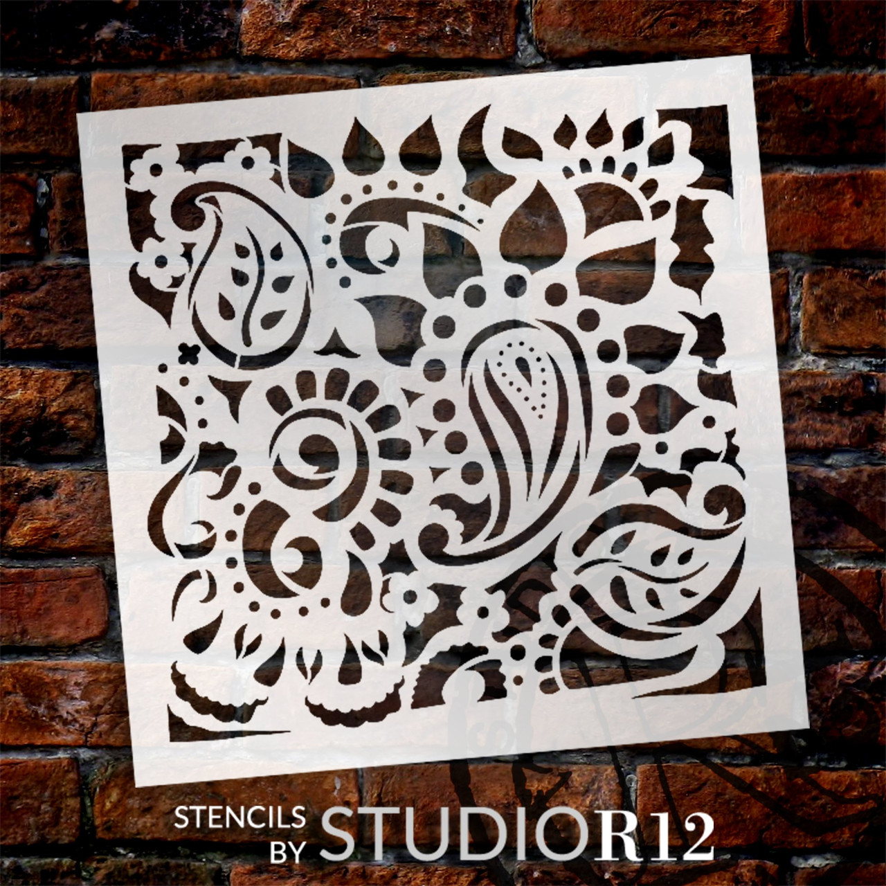 Abstract Floral Paisley Stencil by StudioR12 | Craft DIY Backsplash Home Decor | Paint Pattern Wood Sign | Reusable Mylar Template | Select Size