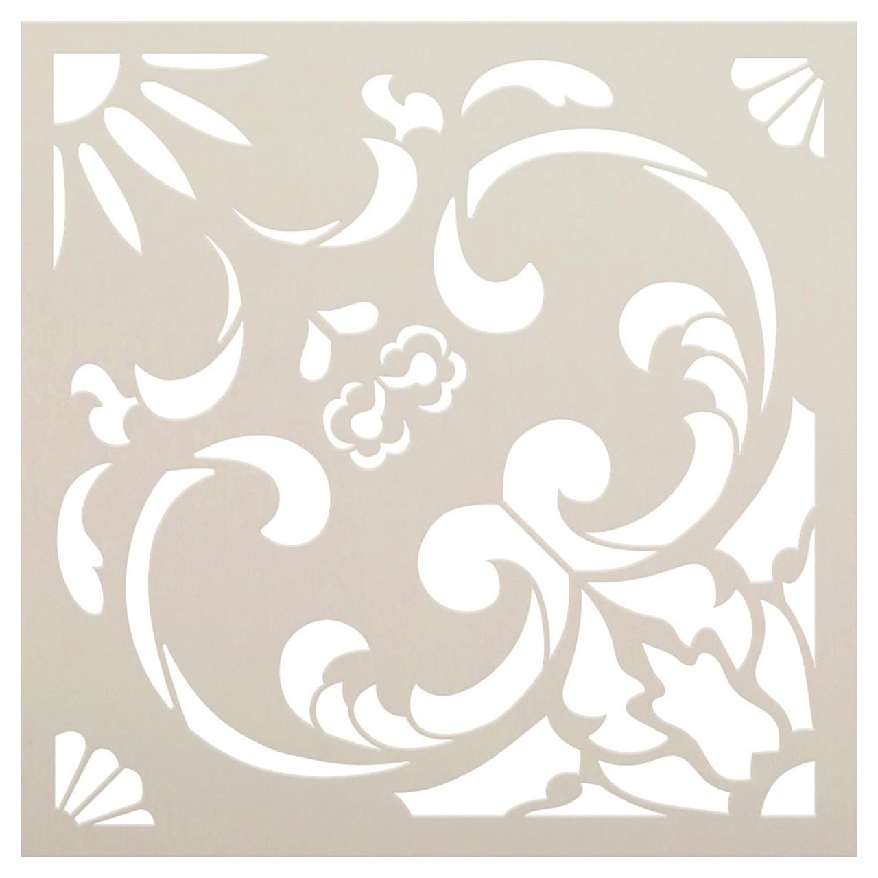 Ornate Floral Tile Stencil by StudioR12 | DIY Kitchen Wall Backsplash | Reusable Quarter Pattern for Bathroom Floors | Select Size