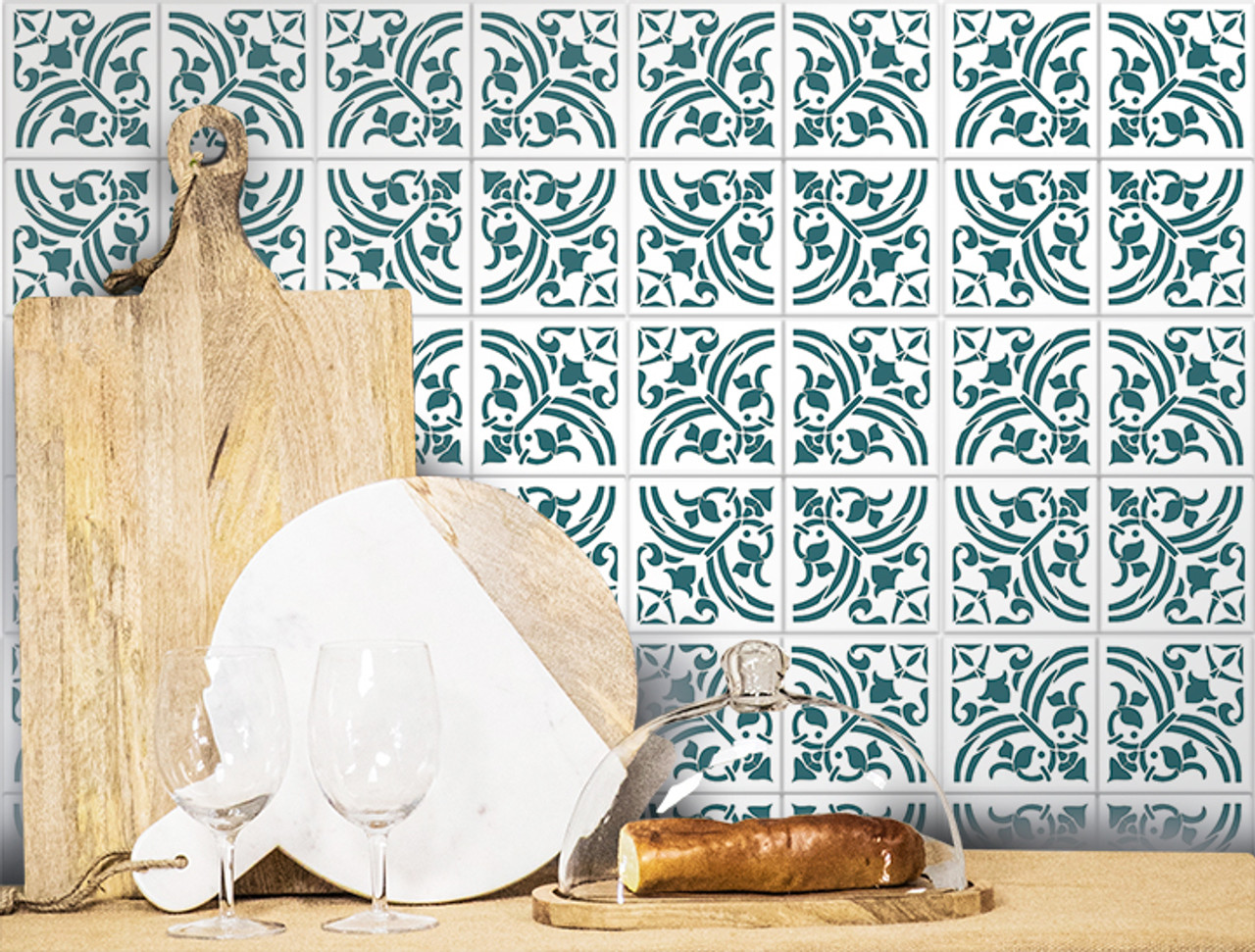 Quatrefoil Vine Tile Stencil by StudioR12 | Reusable Quarter Pattern for Bathroom Floor & Wall | DIY Kitchen Backsplash | Select Size