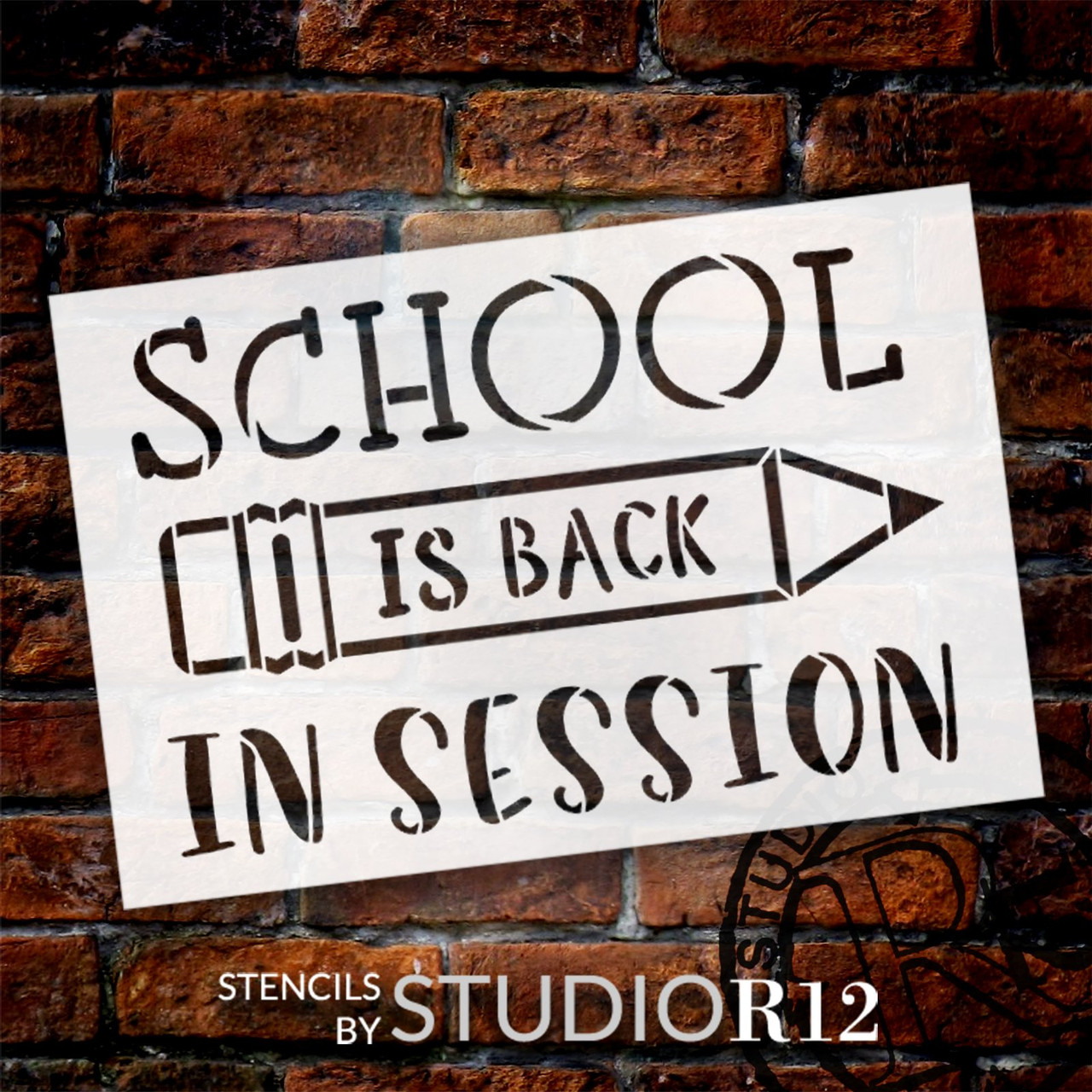 School is Back in Session Stencil by StudioR12 | Craft DIY Classroom Decor | Paint Wood Sign | Reusable Mylar Template | Select Size