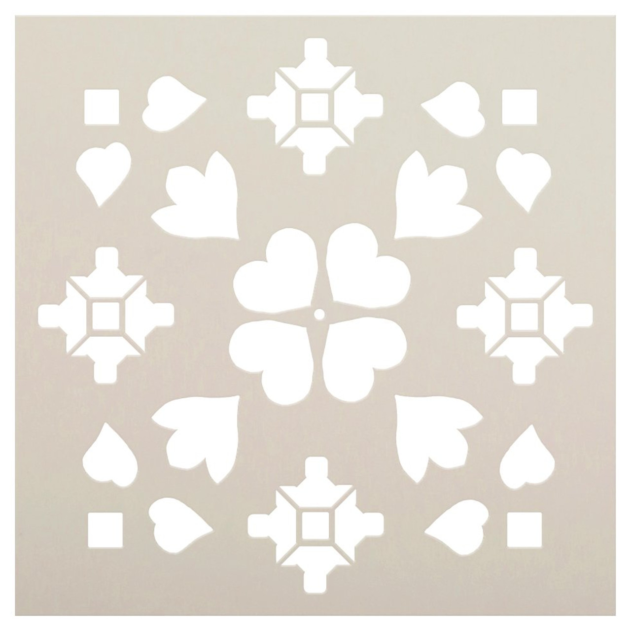 Flower Petal Leaf Diamond Tile Stencil by StudioR12 | Quarter Pattern for Bathroom Floors | DIY Kitchen Wall Backsplash | Select Size