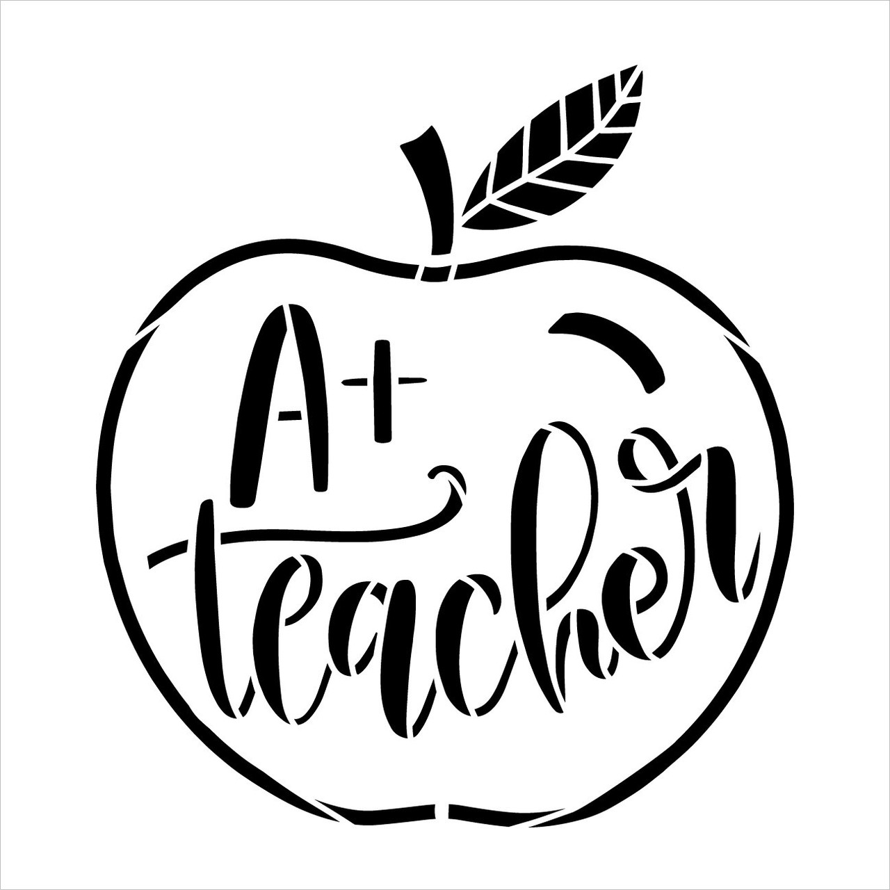 A+ Teacher with Apple Stencil by StudioR12 | Craft DIY Classroom Decor | Paint Wood Sign | Reusable Mylar Template | Select Size