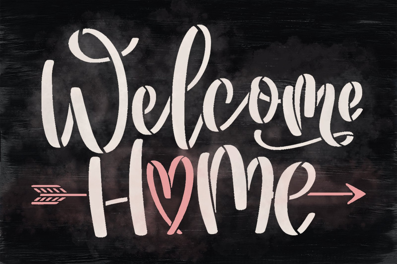 Welcome Home with Arrow Stencil by StudioR12 | Craft DIY Farmhouse Home Decor | Paint Family Wood Sign | Reusable Mylar Template | Select Size