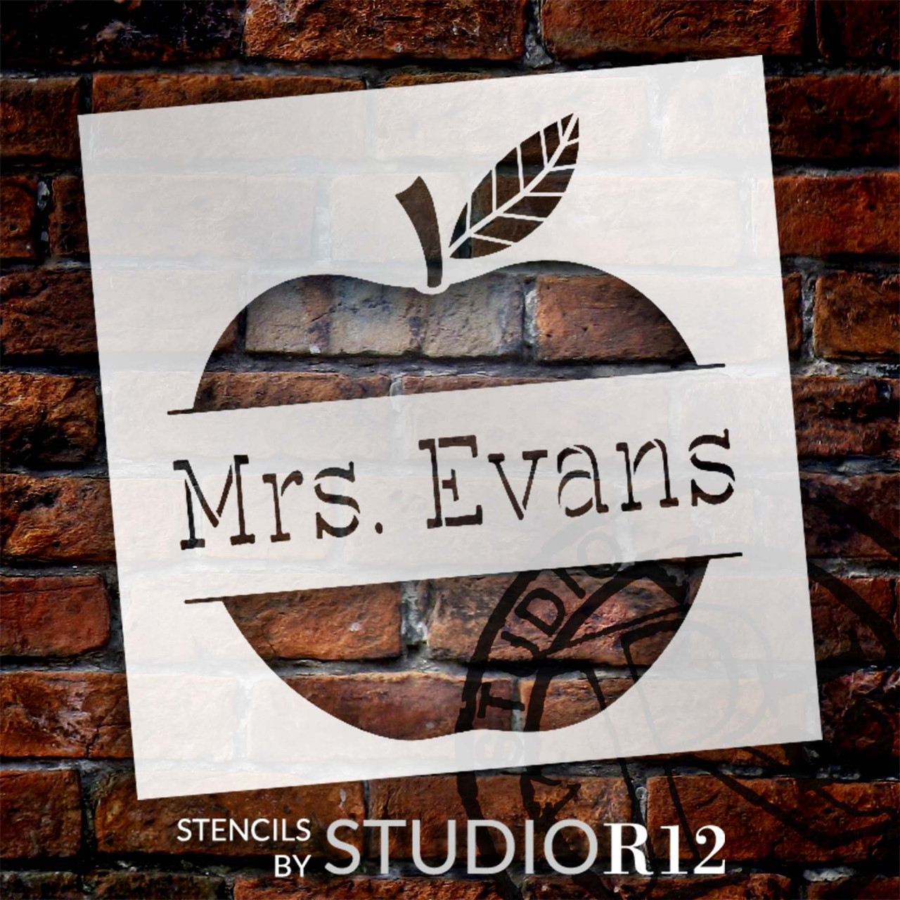 Personalized Teacher Apple Stencil by StudioR12 | DIY Custom Classroom Decor | Craft Teacher Appreciation Wood Signs | Select Size