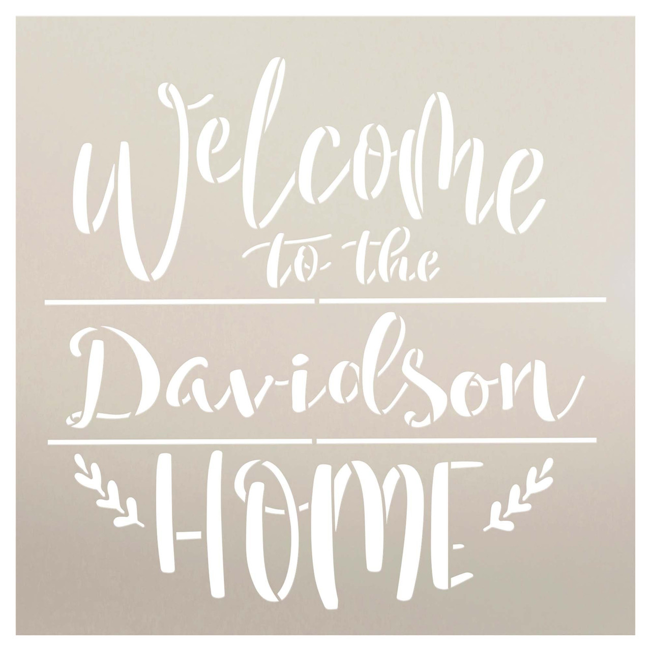 Welcome Home Personalized Family Stencil with Laurels by StudioR12 | DIY Custom Home Decor | Craft & Paint Wood Signs | Select Size