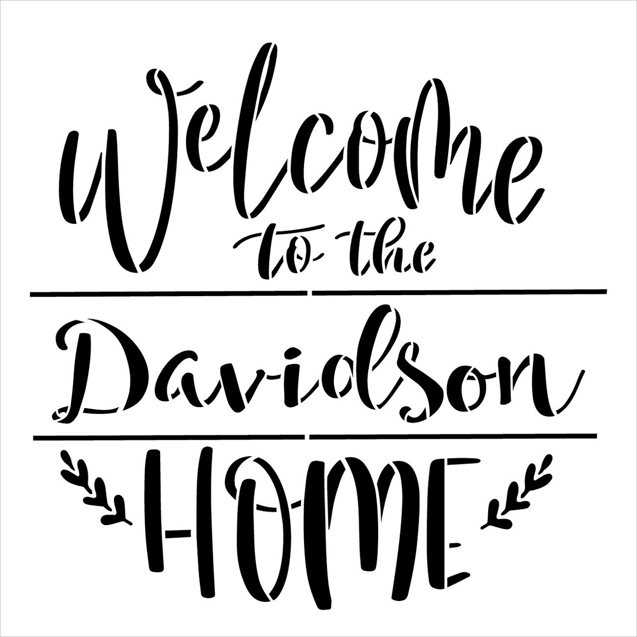 Welcome Home Personalized Family Stencil with Laurels by StudioR12 | DIY Custom Home Decor | Craft & Paint Wood Signs | Select Size