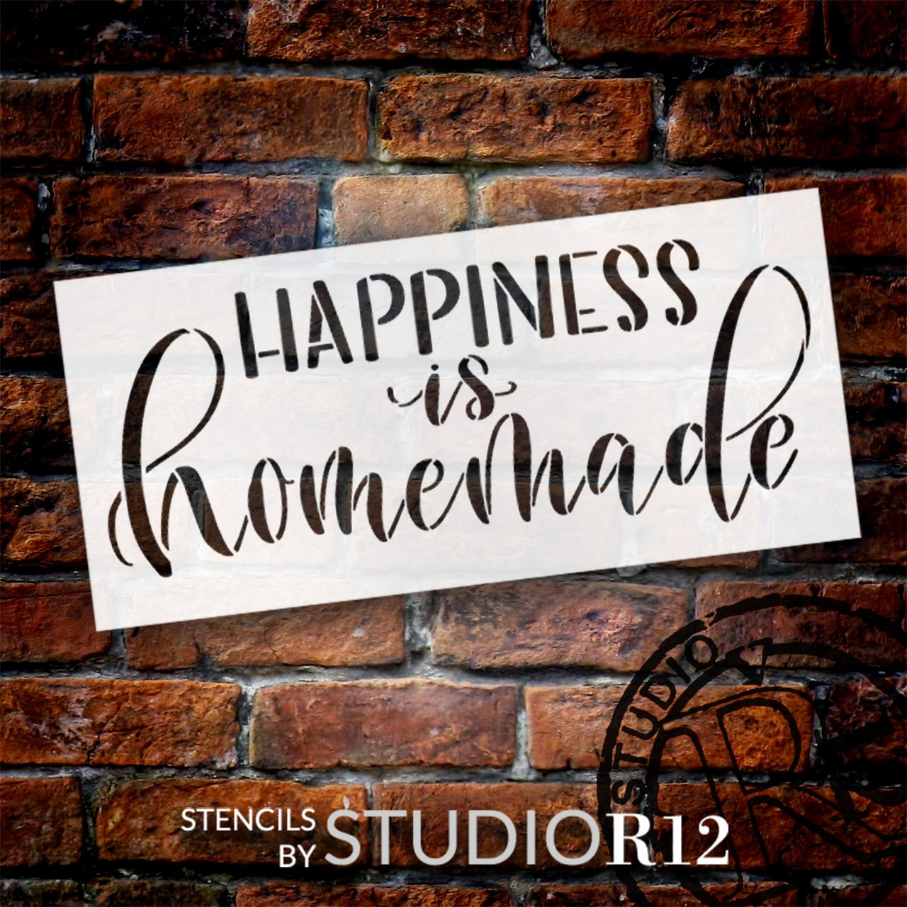 Happiness is Homemade Stencil by StudioR12 | Craft DIY Farmhouse Home Decor | Paint Family Wood Sign | Reusable Mylar Template | Select Size