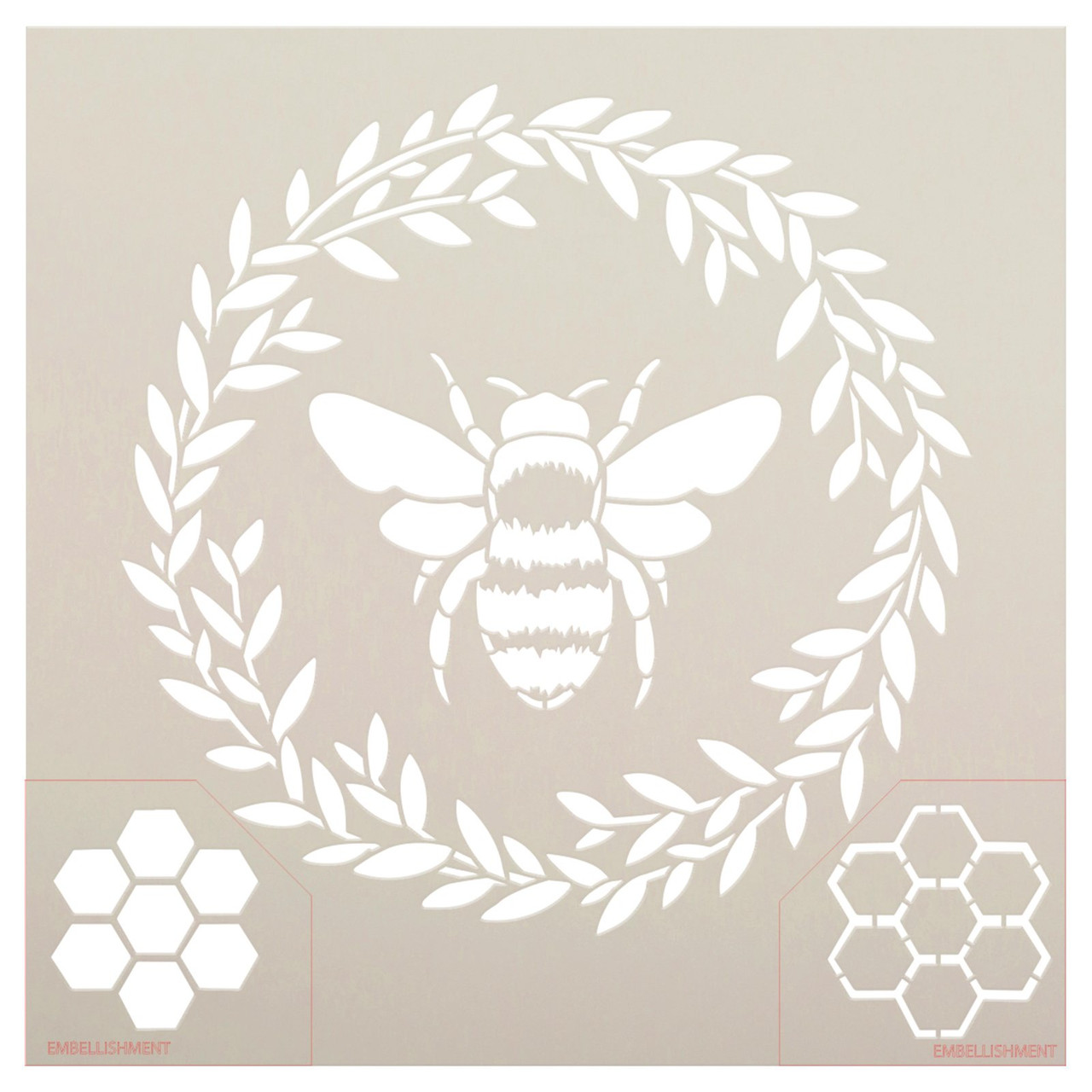 Bee with Wreath Stencil by StudioR12 | Craft DIY Spring Home Decor | Paint Wood Sign | Reusable Mylar Template | Select Size