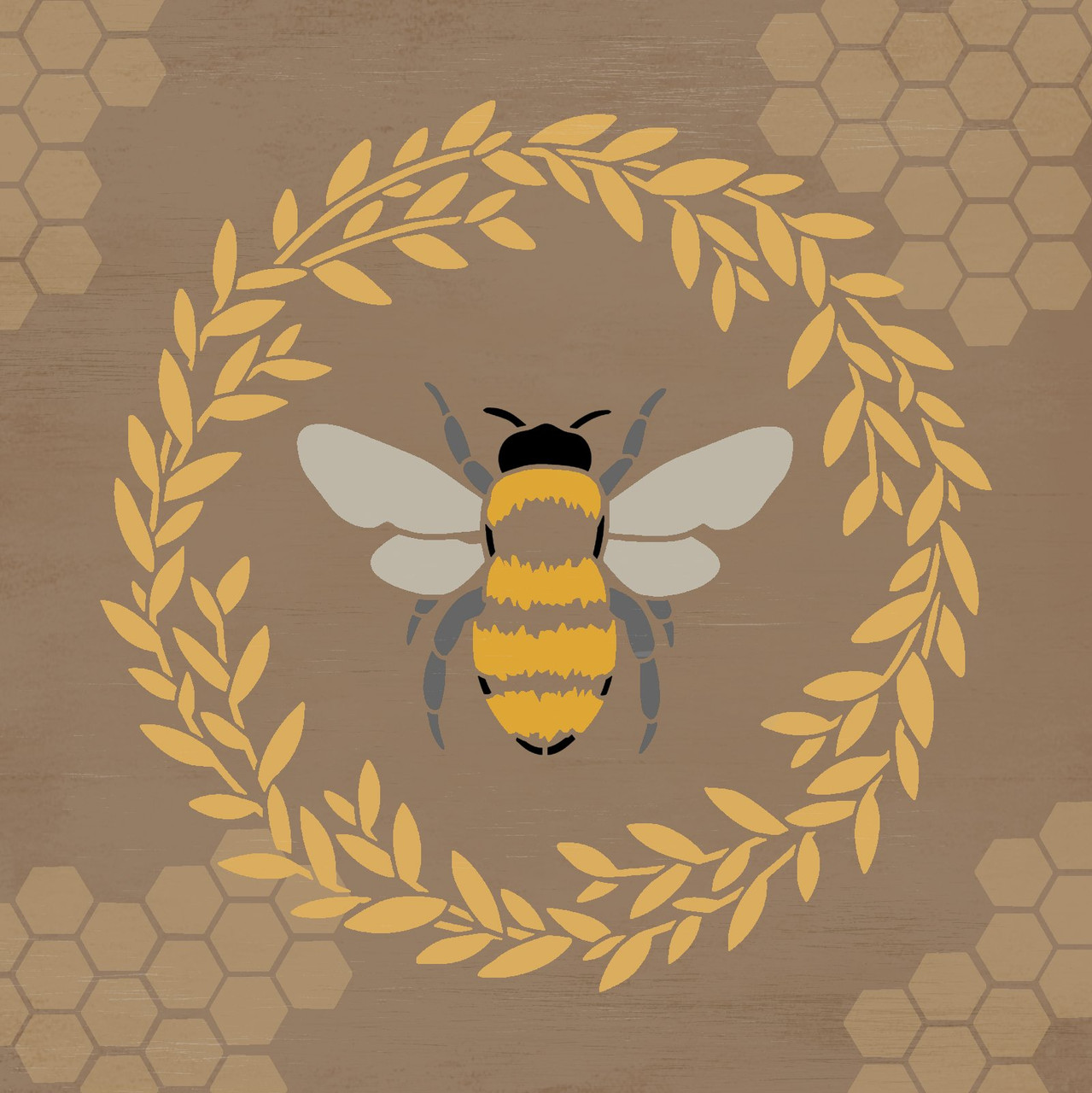 Bee with Wreath Stencil by StudioR12 | Craft DIY Spring Home Decor | Paint Wood Sign | Reusable Mylar Template | Select Size