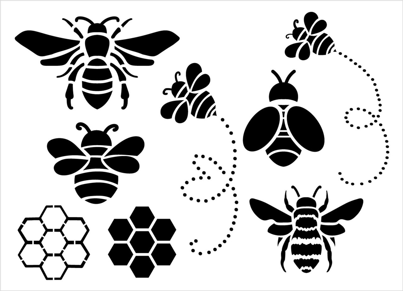Bee Embellishments Stencil by StudioR12 | Craft DIY Spring Home Decor | Paint Wood Sign | Reusable Mylar Template | Select Size