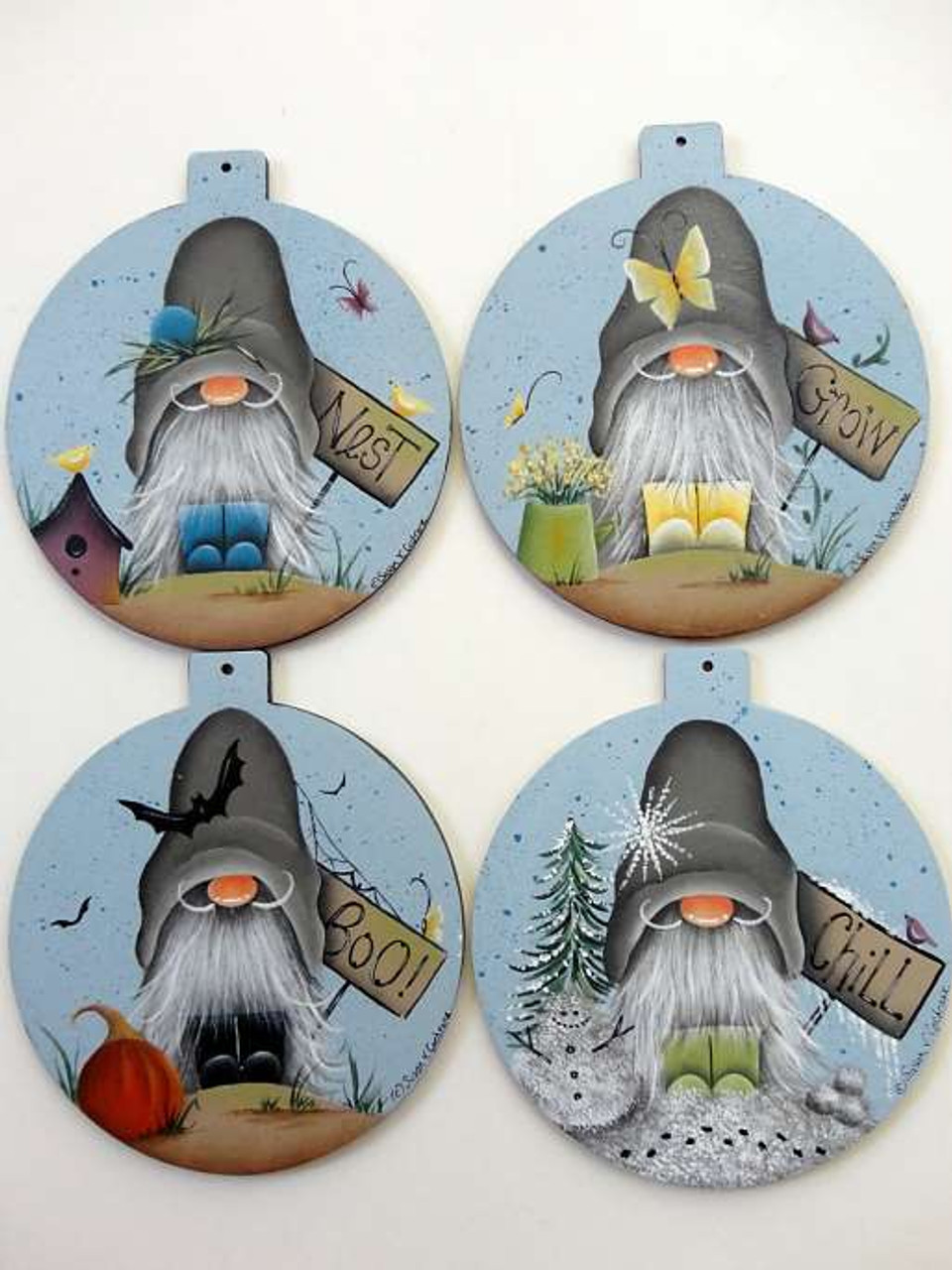 Nest, Grow, Boo, Chill Gnome Ornaments - E-Packet - Susan Cochrane