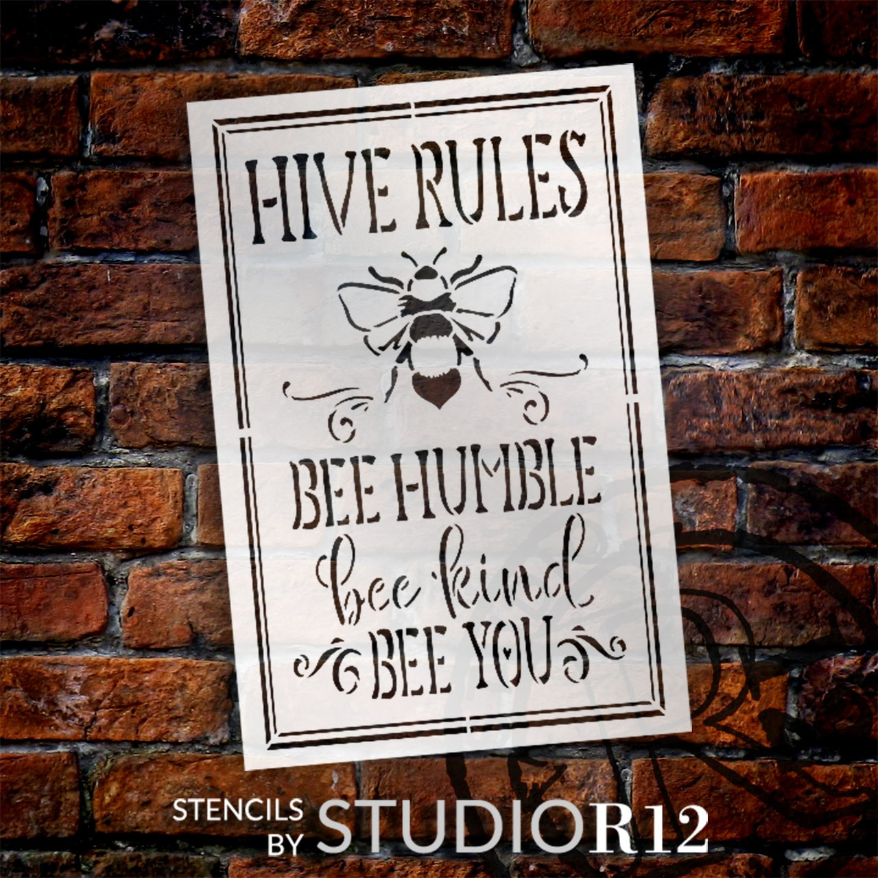 Hive Rules Stencil by StudioR12 | Craft DIY Inspirational Home Decor | Paint Spring Wood Sign | Reusable Mylar Template | Select Size