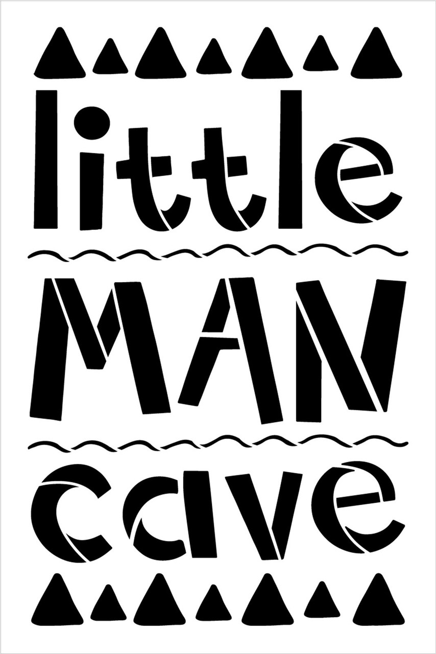 Little Man Cave Stencil by StudioR12 | Craft DIY Kid's Room Home Decor | Paint Children's Wood Sign | Reusable Mylar Template | Select Size