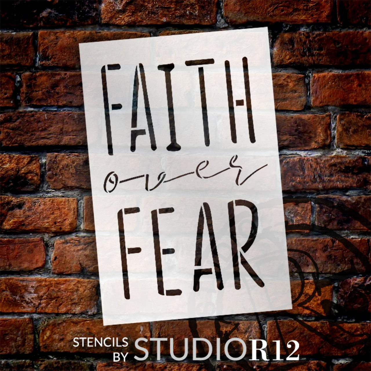 Faith Over Fear Stencil by StudioR12 | Craft DIY Inspirational Home Decor | Paint Wood Sign | Reusable Mylar Template | Select Size