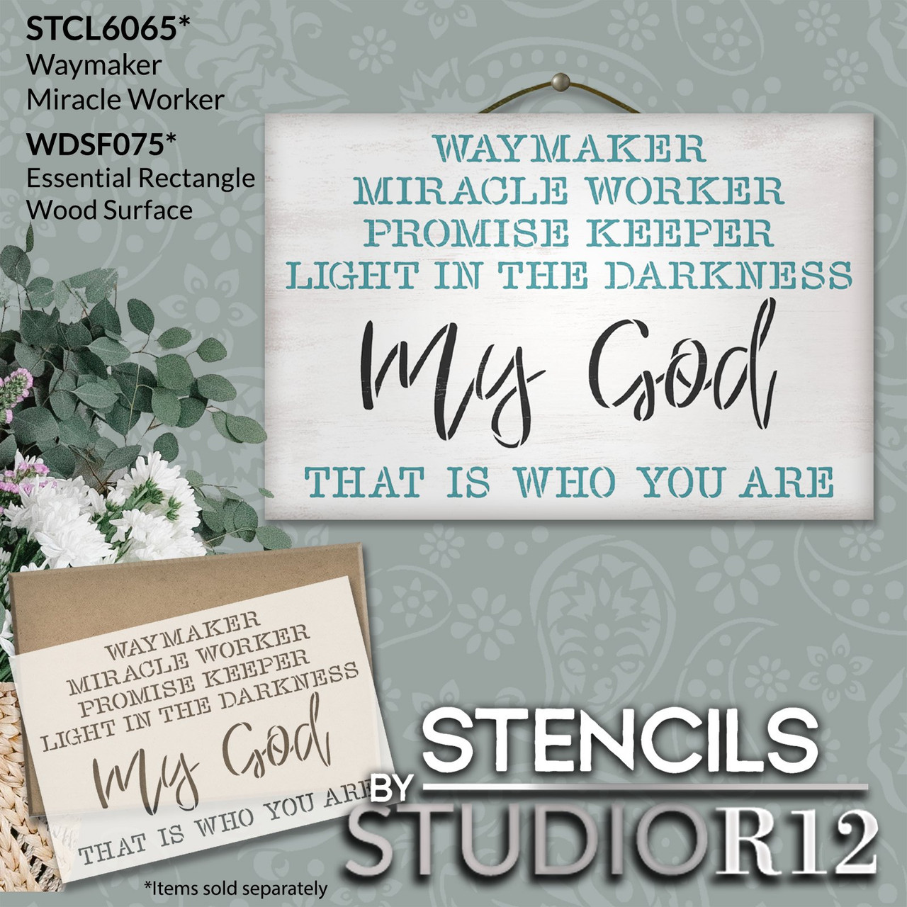Waymaker Miracle Worker Stencil by StudioR12 | Craft DIY Inspirational Home Decor | Paint Wood Sign | Reusable Mylar Template | Select Size