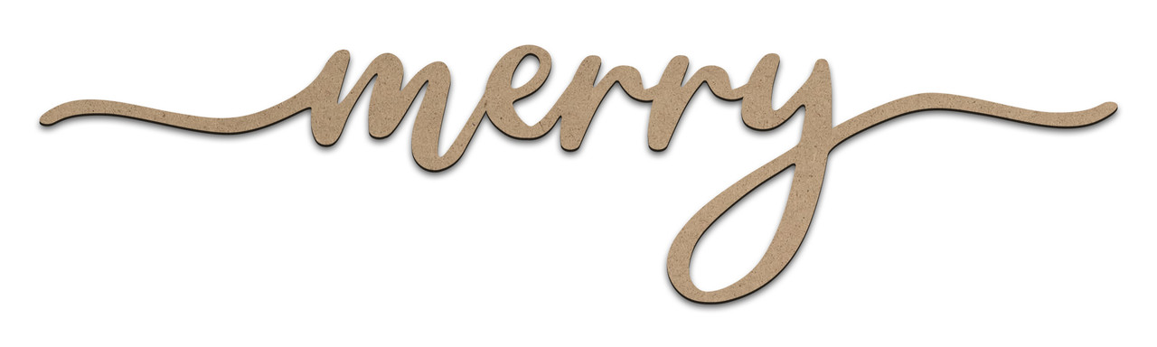 Merry Wood Embellishment | Holiday Script Word Cutout | EMBL402