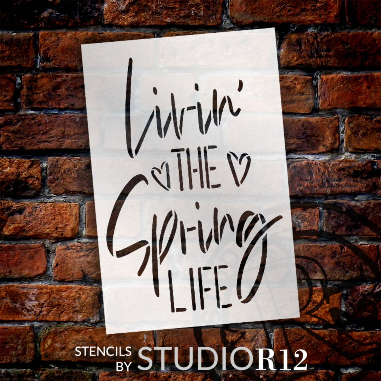 Livin' The Spring Life Stencil by StudioR12 | Craft DIY Spring Home Decor | Paint Wood Sign | Reusable Mylar Template | Select Size