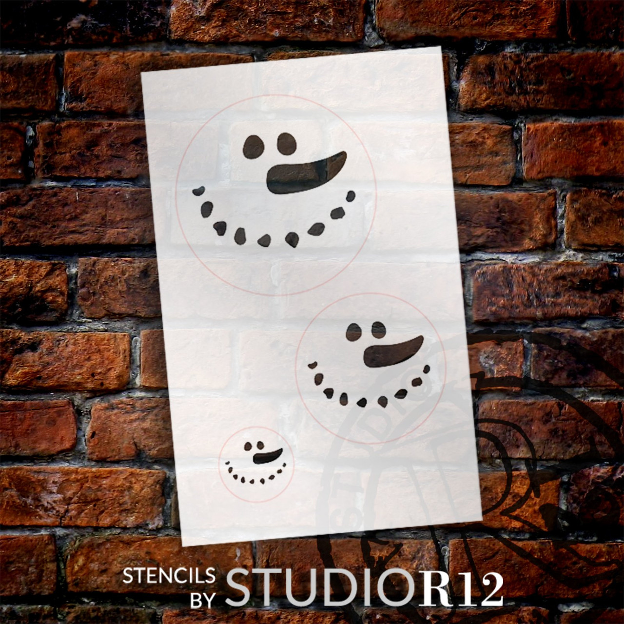 Jolly Snowman Face Stencil by StudioR12 | DIY Winter Snow Home Decor | Christmas & Holiday Reusable Pattern Template | Select Size