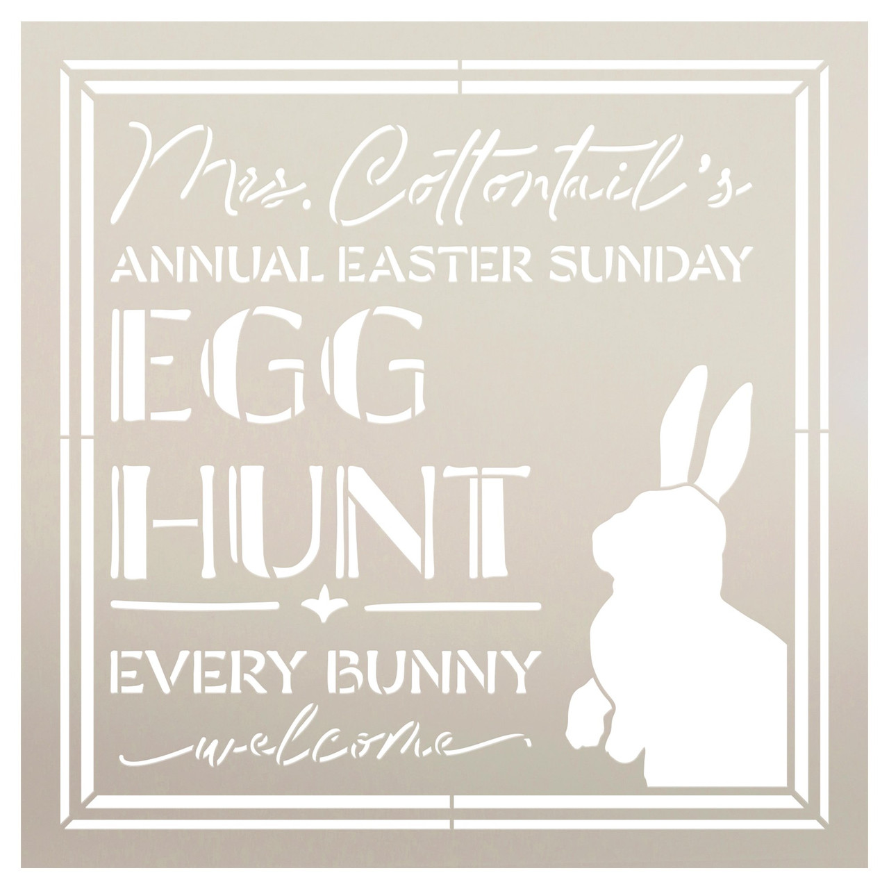 Mrs. Cottontail's Egg Hunt Stencil by StudioR12 | Craft DIY Spring Home Decor | Paint Easter Wood Sign | Reusable Mylar Template | Select Size