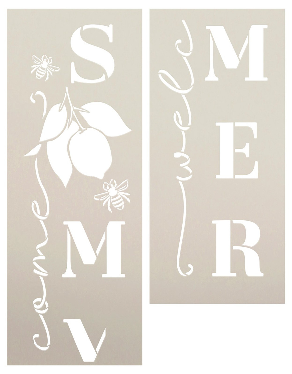 Welcome Summer Tall Porch Stencil with Lemons & Bees by StudioR12 | DIY Outdoor Front Door Decor | Craft & Paint Wood Leaner Sign | Select Size