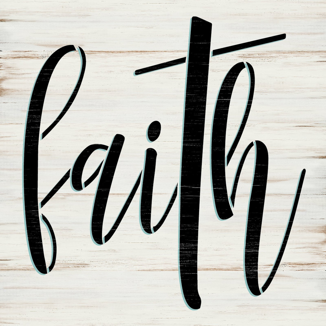 Faith Script with Cross Stencil by StudioR12 | Craft DIY Inspiration Home Decor | Paint Wood Sign | Reusable Mylar Template | Select Size