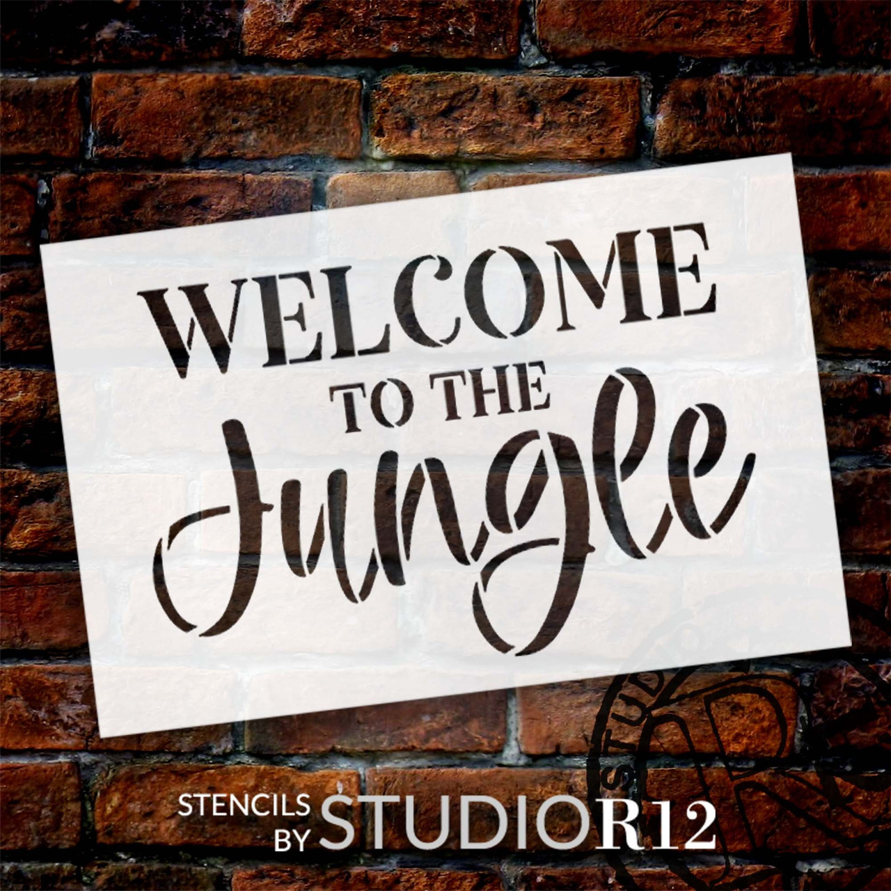 Welcome to The Jungle Doormat Stencil by StudioR12 | DIY Doormat | Craft & Paint Funny Word Art Home Decor | Select Size