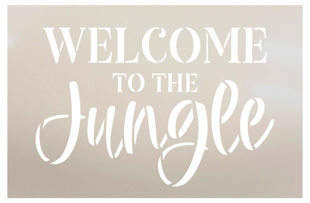 Welcome to The Jungle Doormat Stencil by StudioR12 | DIY Doormat | Craft & Paint Funny Word Art Home Decor | Select Size