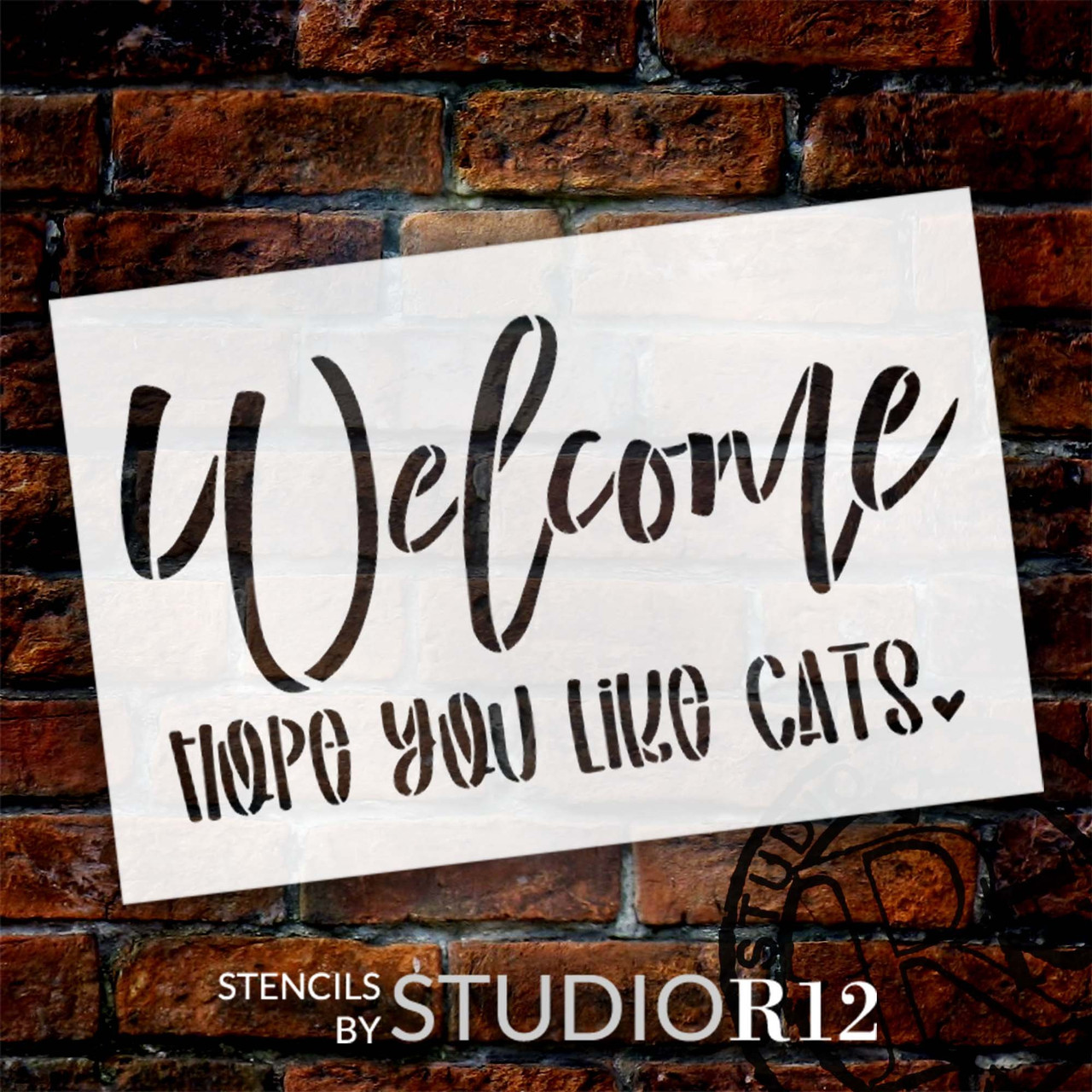 Welcome Hope You Like Cats Doormat Stencil by StudioR12 | DIY Doormat | Craft & Paint Funny Word Art Home Decor | Select Size