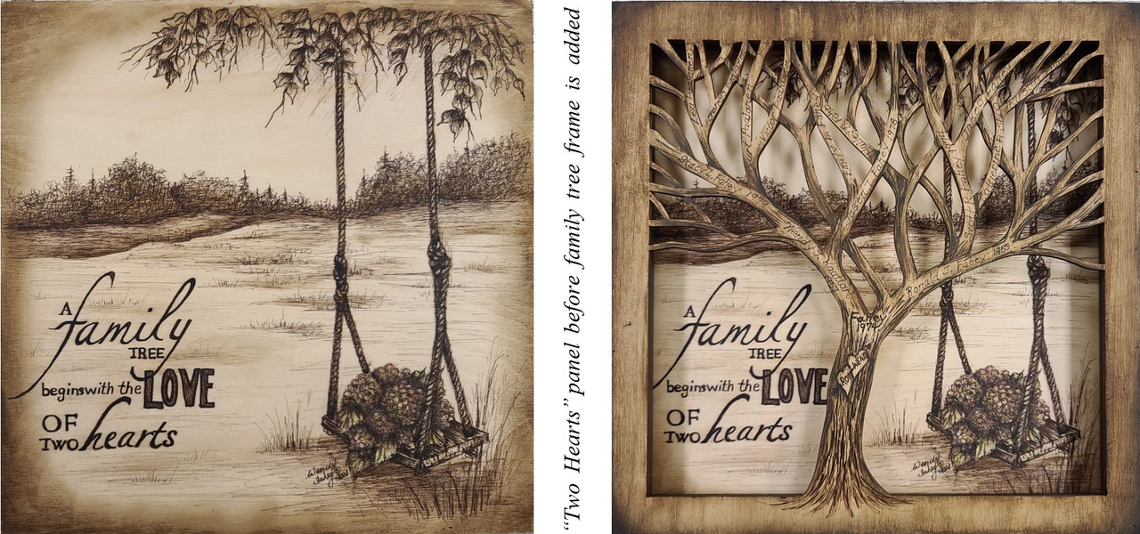 Two Hearts Family Tree - Pen & Ink - E-Packet - Wendy Fahey