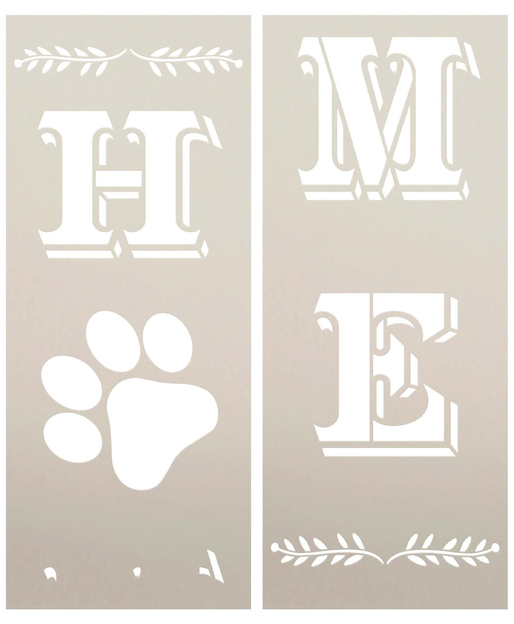 Home with Dog Paw Tall Porch Sign Stencil by StudioR12 | DIY Outdoor Pet Home Decor | Craft Vertical Wood Leaner Signs | 4 ft