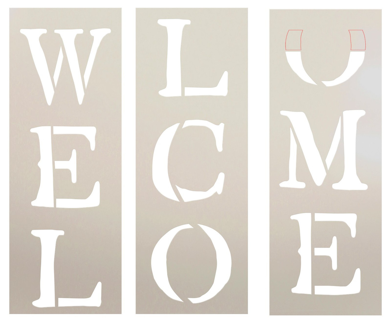 Rustic Welcome Stencil by StudioR12 | DIY Outdoor Farmhouse Home Decor | Craft Vertical Wood Leaner Signs | Select Size