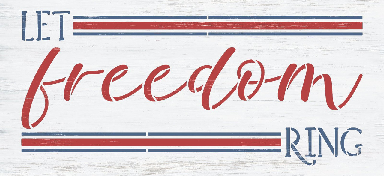 Let Freedom Ring with Stripes Stencil by StudioR12 | Craft DIY Patriotic Home Decor | Paint Wood Sign for July | Reusable Mylar Template | Select Size