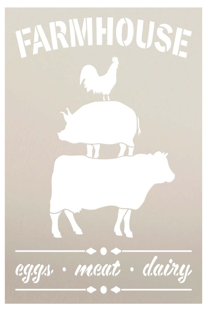 Eggs Meat Dairy Animal Stack Stencil by StudioR12 | Craft DIY Farmhouse Home Decor | Paint Kitchen Wood Sign | Reusable Mylar Template | Select Size