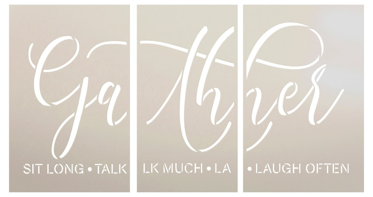 Sit Long Talk Much Laugh Often Stencil by StudioR12 | DIY Jumbo Kitchen & Home Decor | Paint Oversize Gather Wood Signs | Select Size