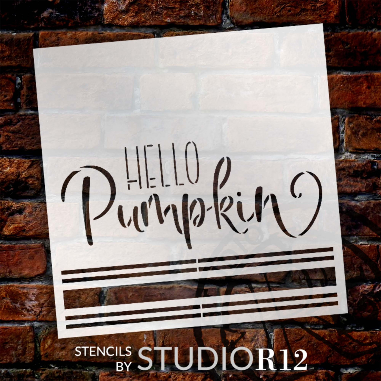 Hello Pumpkin Stencil by StudioR12 | Craft DIY Fall Autumn Home Decor | Paint Wood Sign | Reusable Mylar Template | Select Size
