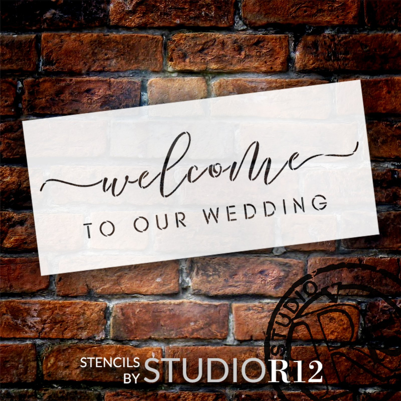Welcome to Our Wedding Stencil by StudioR12 | Craft DIY Wedding & Love Home Decor | Paint Wood Sign | Reusable Mylar Template | Select Size